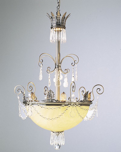 image of Bowl Pendant with Hanging Crystal